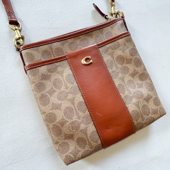 COACH Kitt Messenger Crossbody Bag In Leather CC533 Brass Tan/Rust - Picture 1 of 9